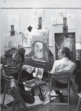 James Dyson and Deirdre Hindmarsh in the Byam Shaw painting studio, 1966