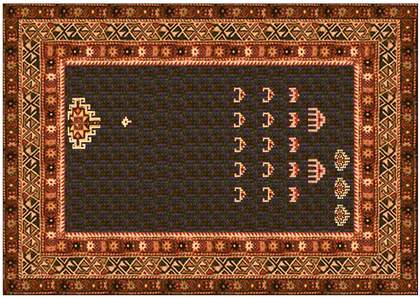Jan Simon Carpet Invaders  2002 detail from an installation depicting a carpet woven with a Space Invaders motif