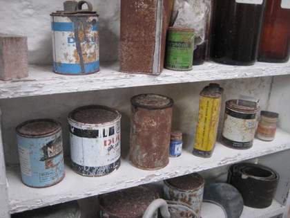 Barbara Hepworth studio paint tins on shelf
