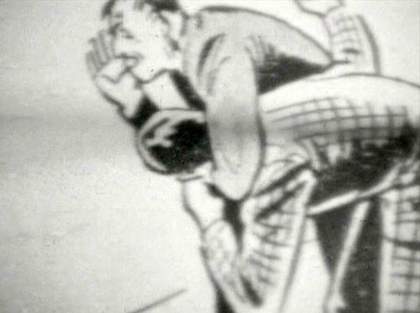 Jef Cornelis Still from Sonsbeek buiten de perken 1971 showing cartoon characters
