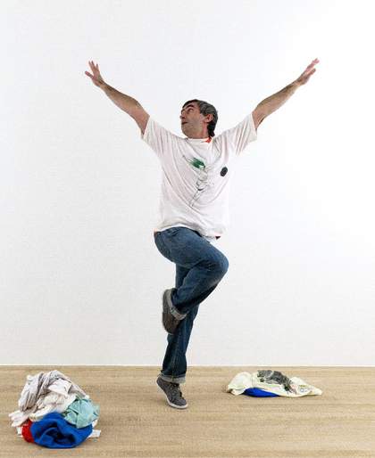 Jerome Bel performing Shirtology as part of the BMW Tate Live Performance Room