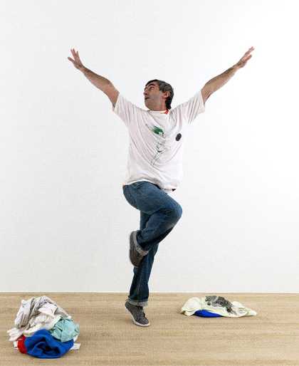 Jerome Bel performing Shirtology as part of the BMW Tate Live Performance Room