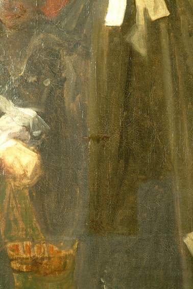 Detail of Johan Zoffany's Charles Macklin as Shylock, conservation project, fig 1