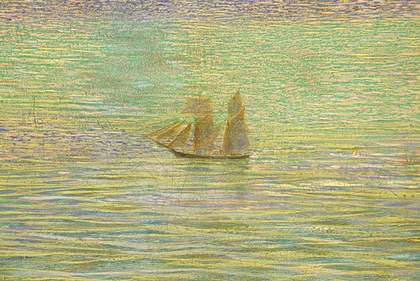 John Brett, The British Channel Seen from the Dorsetshire Cliffs 1871. Detail of sea showing brushed and dabbing technique