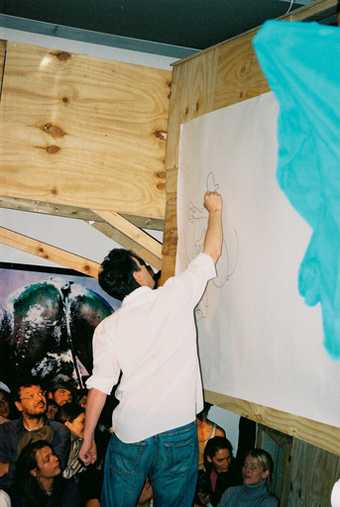John Block Drawing at the ICA, London as part of Klutterkammer 2004