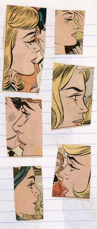 Comic-book cuttings on a page from one of Lichtenstein's notebooks