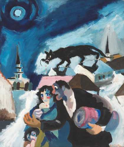 Josef Herman, Refugees, c1941, gouache on paper, 47 x 39.5 cm