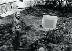 ​Walter Rudel, Josef Albers outside 8 North Forest Circle with Homage