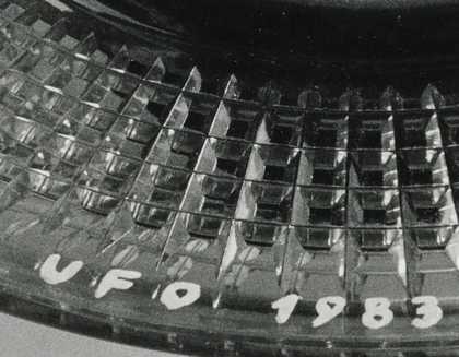 Julius Koller, Archaeological Monument-Presence (UFO), 1983, gelatin silver print on paper mounted onto paper and graphite on paper, 17.8 x 23.6 cm - detail