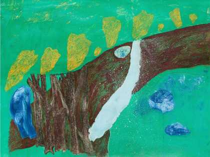 ​The Dig, acrylic, gouache and pastel on paper, 95x73cm