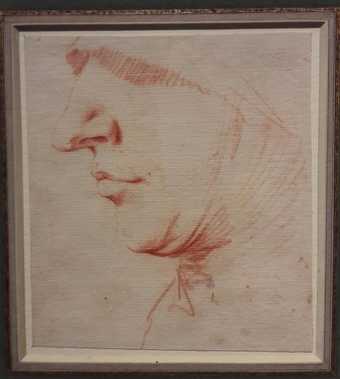 Jusepe de Ribera's Head in Profile Wearing a Veil and a Wimple, 17th century. Jean-Luc Baroni