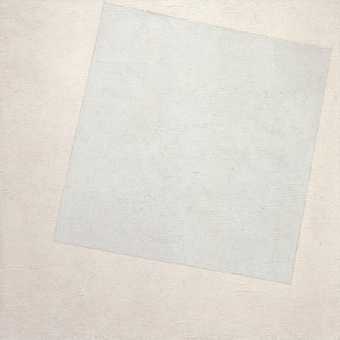 Kazimir Malevich Suprematist Composition White on White 1918 painting of an off set white square on a white square canvas