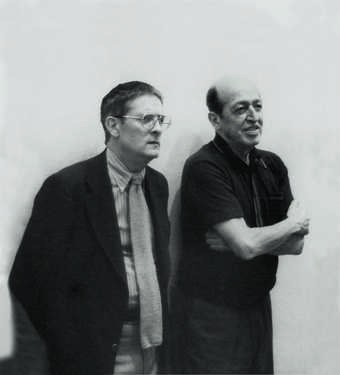 Kenneth Noland (left) with Clement Greenberg (right), c1970s
