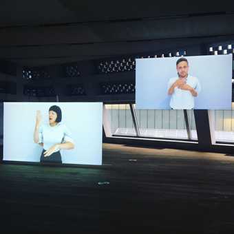 ​Installation view of Tables and Windows, 2016 Christine Sun Kim presented at Face Value, Tate Exchange, Tate Modern October 2016
