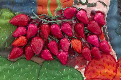 detail of Pacita Abad's work Korean shopkeepers