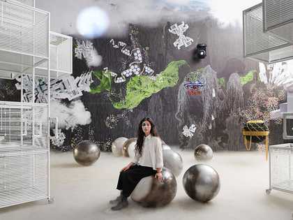 Haegue Yang in her exhibition When The Year 2000 Comes at Kukje Gallery, Seoul, 2019