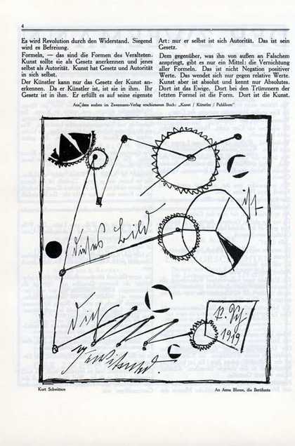 Kurt Schwitters An Anna Blume, die Berühmte published 1919