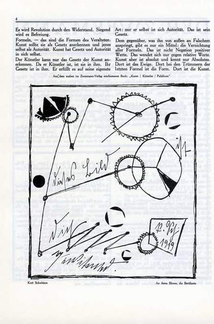 Kurt Schwitters An Anna Blume, die Berühmte published 1919