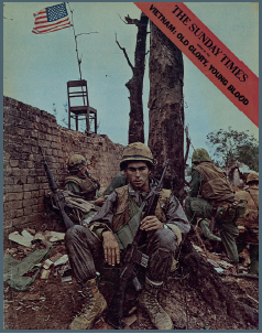 Magazine covers featuring photographs by Don McCullin, Vietnam, 24 March 1968;
