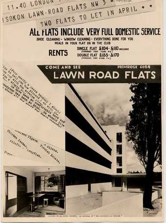 Advertisement for Lawn Road Flats Hampstead London circa 1934