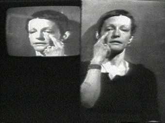 Joan Jonas, Left Side Right Side 1972, black and white, video, sound, 9 min 