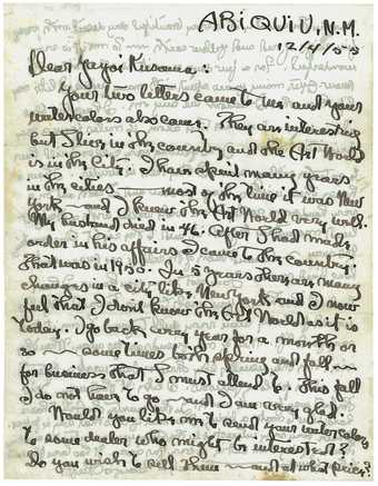 Letter from Georgia O'Keeffe to Yayoi Kusama, 4 December 1955
