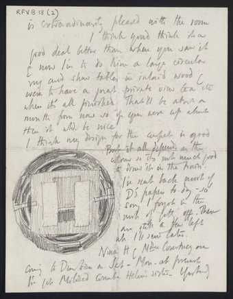 Letter from Roger Fry to Vanessa Bell including a sketch for an Omega rug design, Tate Archive