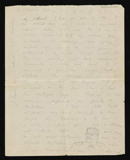 Letter from Paul Nash to Margaret Nash written from France while on commission to make drawings at the Front as a war artist 13 November 1917
