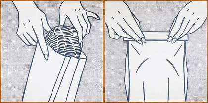 Roy Lichtenstein, Bread in Bag (1961), Oil on canvas, Two panels, 72.4x144.8cm