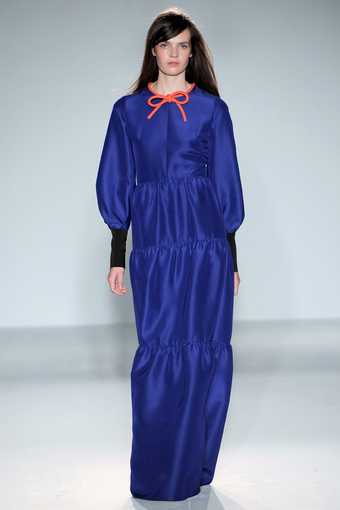 Roksanda Ilincic lapis blue dress with coral piped bow, from the Spring Summer 2013 collection