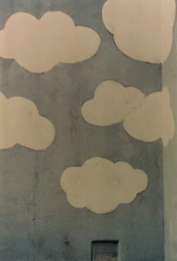 Luigi Ghirri Lucerna from Fotografie del periodo iniziale 1971 c print of building exterior with blue sky and white clouds painted on it