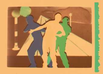 Film still showing three figures dancing