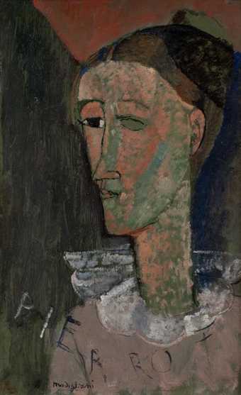 abstract painting of a man with a ruffle collar