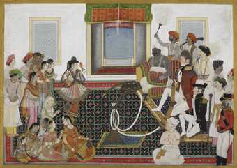 Anonymous Delhi School, Mahadaji Sindhia entertaining a British naval officer and military officer with a Nautch c.1815-20