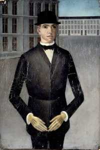 Anton Räderscheidt Young Man with Yellow Gloves 1921