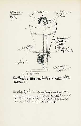 Facsimile of one of four drawings by Duchamp done in Herne Bay, called Wasp, or Sex Cylinder 1913
