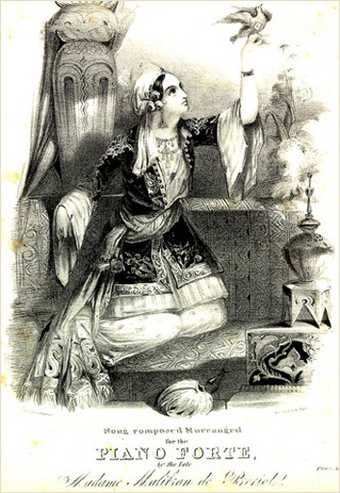 Portrait of Maria Malibran with songbird 1840s