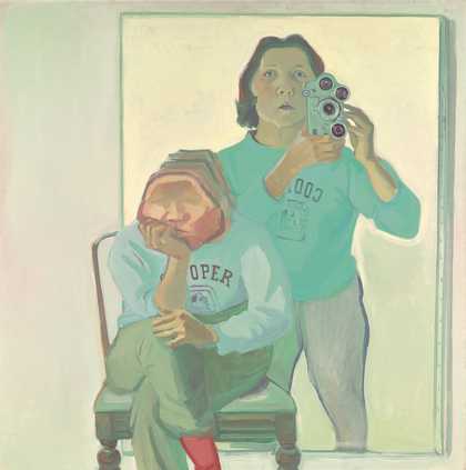 Maria Lassnig, Double Self-portrait with Camera (Doppelselbstporträt mit Kamera) 1974