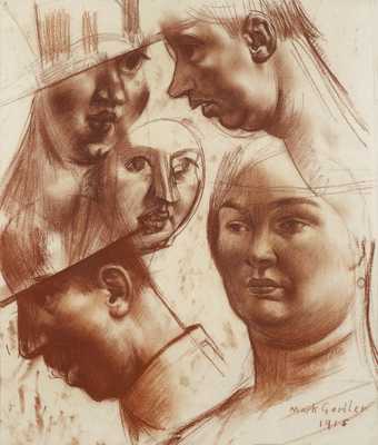 Mark Gertler, Study of Heads for Merry-Go-Round, 1915, graphite and crayon on paper, 46.5 x 40 cm - private collection, photo © Matthew Hollow Photography