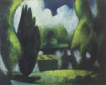 Mark Gertler, The Pond, Garsington, 1916, oil paint on board, 32 x 42 cm - private collection, courtesy Piano Nobile, Robert Travers (Works of Art) Ltd