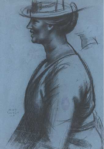 Mark Gertler, The Straw Hat (II): Study for Merry-Go-Round, 1916, charcoal on paper, 58.5 x 40.5 cm - Private collection, courtesy Piano Nobile, Robert Travers (Works of Art) Ltd