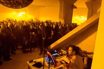 Mark Leckey performing at MoMA PS1, New York in 2017 as part of his exhibition Mark Leckey- Containers and Their Drivers