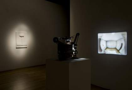Installation view of Turner Prize 2008 featuring Mark Leckey Cinema in the Round 2007 and Made in Eaven