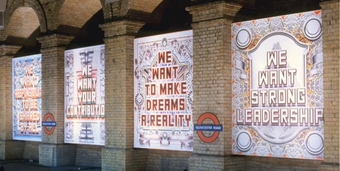 film still from interview with Mark Titchner