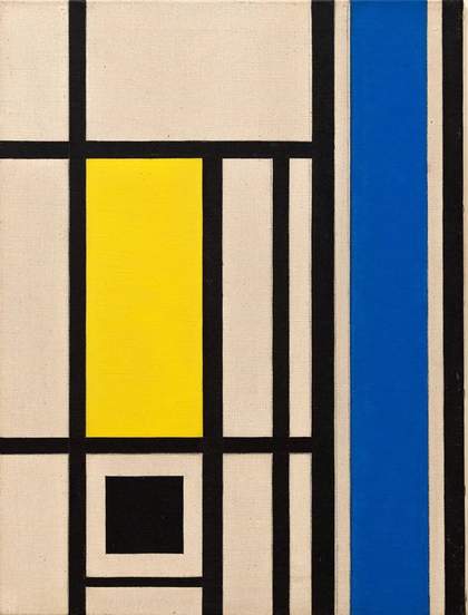 Image credit: Marlow Moss Untitled (White, Black, Blue and Yellow) c.1954 Lent by Hazel Rank-Broadley 2001. On long term loan