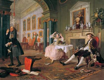 William Hogarth, Marriage A-la-Mode: 2, The Tête à Tête, c 1743. The National Gallery, London