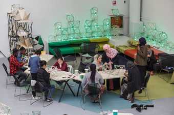 Photograph of the workshop 'Olafur Eliasson: Green light – An artistic workshop' and the venice biennale in 2017