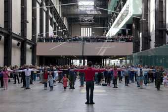 Public warm up with Boris Charmatz. As part of BMW Tate Live: If Tate Modern was Musée de la danse? Tate Modern. Photograph © Tate, 2015