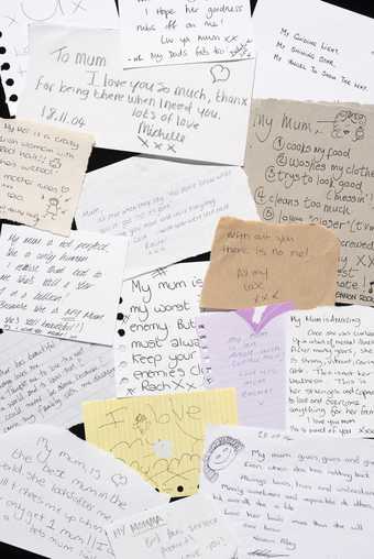 Messages left by visitors to Yoko Ono's My Mummy Was Beautiful at Tate Liverpool, 2004
