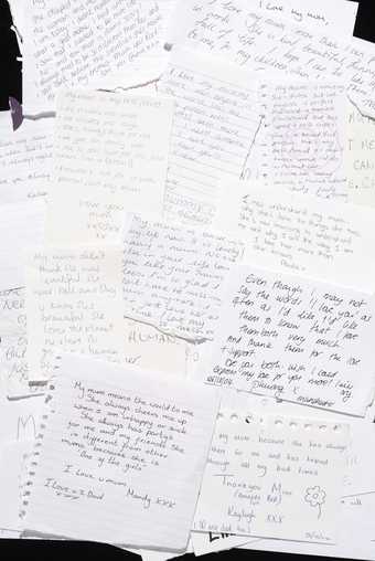Messages left by visitors to Yoko Ono's My Mummy Was Beautiful at Tate Liverpool, 2004